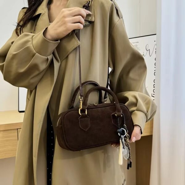 Luxury Designer Suede Women's Handbag Retro Crossbody Bag - Image 2